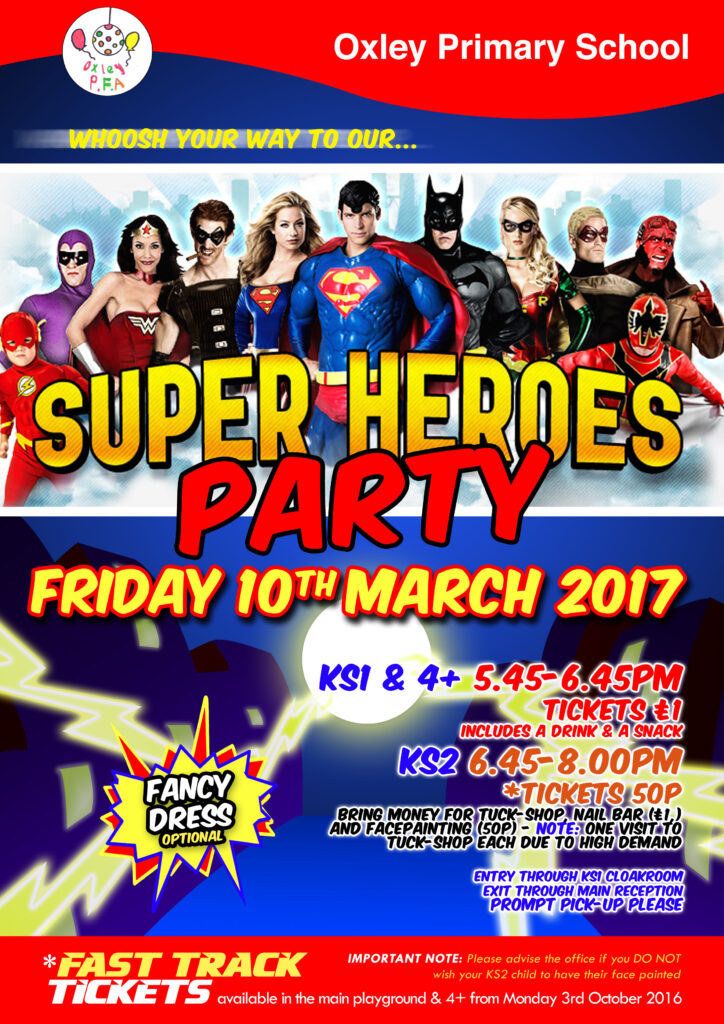 Oxley Poster Super Hero Party 2017