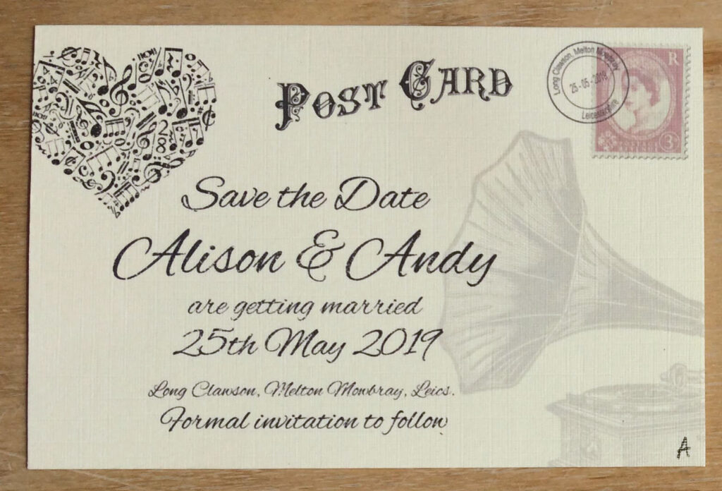 Alison & Andy's Save The Date Postcards