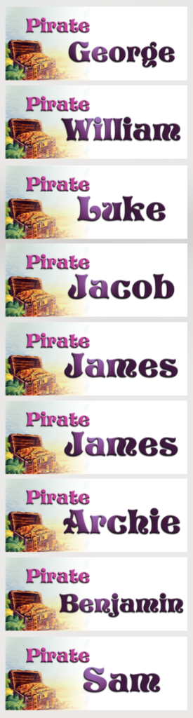 Katie & Toby's Pirate Name Tags