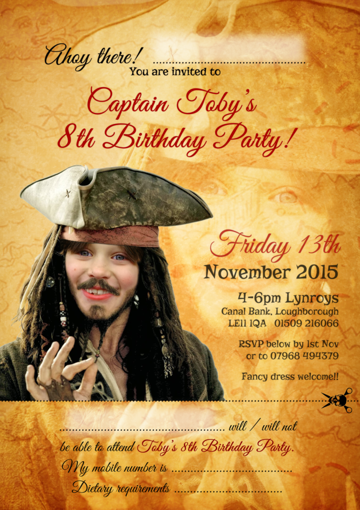 Toby's 8th Birthday Invitations