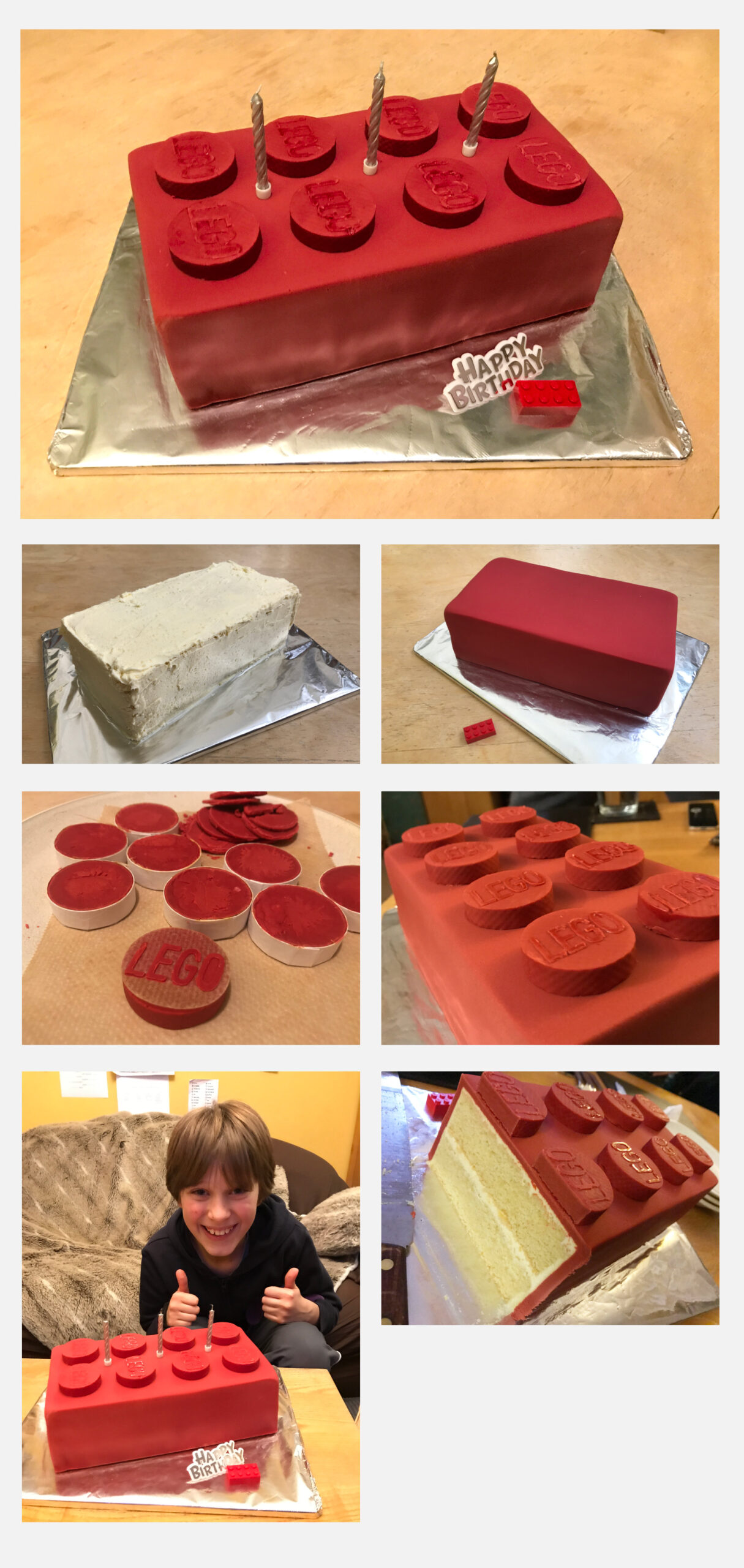 Red Lego Brick Cake Montage